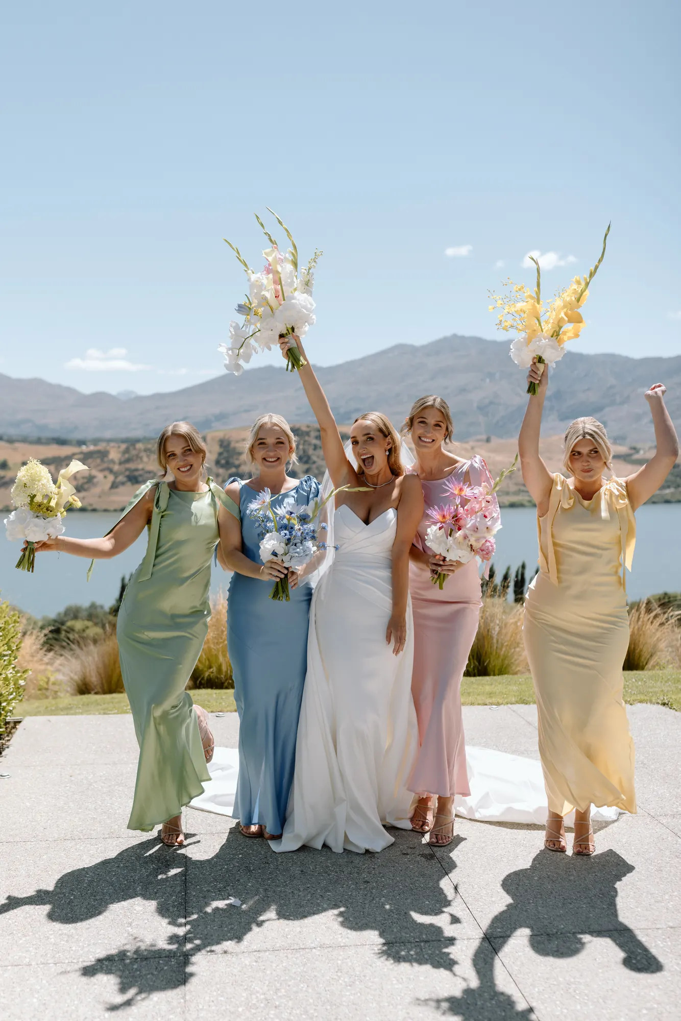 Bridal party by the lake